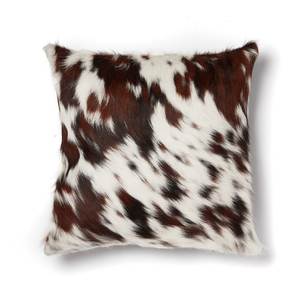 Square Cowhide Pillow 20x20in Brown and White Pattern Fur Home Decor - Product Image 3