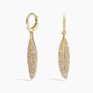 Boucles d'oreilles pendantes en or jaune pour femmes, serties de diamants ronds taille brillant, luxe pour tous les jours - Product Image 5