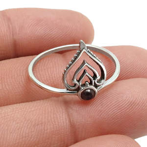 Natural Garnet Gemstone Crown <b>Ring</b> <b>Crafted</b> From 925 Sterling Silver Handmade Bohemian Jewelry Perfect For Party And Events - Product Image 3