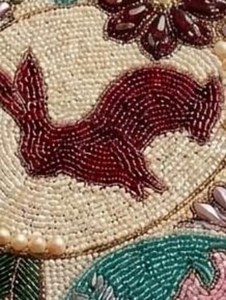 Chemin de table orné de perles faites à la main, motif lapin, multicolore, cadeau pour elle, largeur 13 pouces - Product Image 2