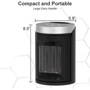 Stufa Elettrica Portatile in Ceramica PTC da 1500W con Termostato, Telecomando, Timer 12H, 5 Modalità per Uso Interno - Product Image 2
