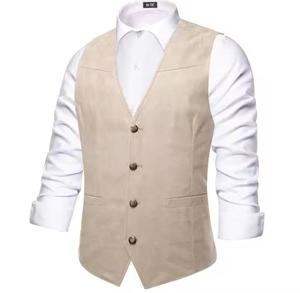 Gilet de moto en cuir respirant avec boutons, coupe-vent, poches latérales cachées - Product Image 3