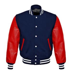 Veste en cuir personnalisée avec logo color-block pour hommes, manches en cuir, appliqué brodé, patchwork, style Letterman – Vente en gros - Product Image 5