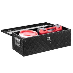 Heavy Duty Aluminum Truck Bed <b>Tool</b> <b>Box</b> with Striped Side Handle Lock Keys Storage Chest Organizer - Product Image 1