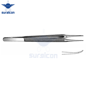 Pinzas de Sutura Microquirúrgicas Curvas de 12 cm / 4-3/4 Pulgadas con Punta Fina de 0.3 mm, Instrumento Microquirúrgico de Acero Inoxidable para Trabajos de Precisión - Product Image 2