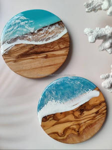 Best Quality Wooden & Resin Round <b>Coaster</b> with Ocean Waves at Best Price - Product Image 4
