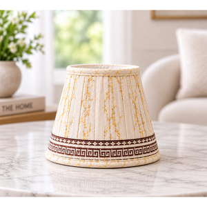 Pantalla de Lámpara Clásica de Lino y Algodón con Diseño Griego |   Pantalla de lámpara plisada decorativa para iluminación de mesa y suelo - Product Image 1