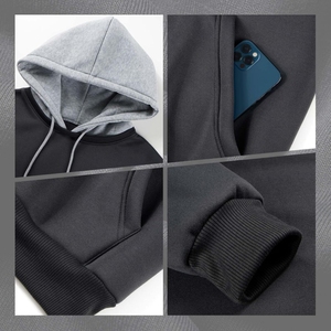 Sweat-shirt à capuche personnalisé pour homme en molleton de coton, bicolore, épais, style streetwear - Product Image 2