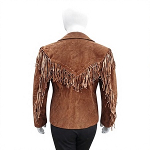 Nabtay Sports Suede Woven Stand Vintage Breathable Lightweight Winter Moto <b>Jacket</b> Fringe Studs Animal Print <b>Western</b> Biker Style - Product Image 3