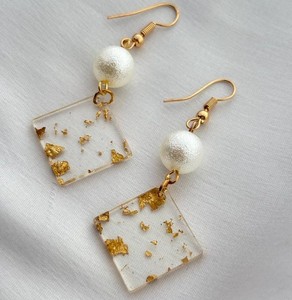 Epoxy <b>Resin</b> With Gold Foil Earring For Party Event Festive Women Trending Party Statement Jewelry Acrylic Lucite Dangle Earring - Product Image 1