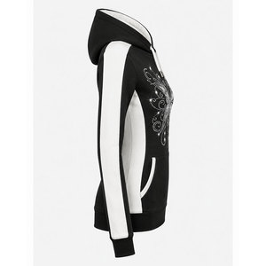 <span class=keywords><strong>Felpa</strong></span> con Cappuccio Nera da Donna con Blocchi di Colore, Grafica con <span class=keywords><strong>Farfalla</strong></span> in Cristallo e Strass, Manica Lunga - Product Image 4