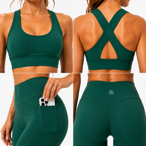 Conjunto Deportivo para Mujer, Sujetador Deportivo Cruzado y Leggings de Cintura Alta, Conjunto de Yoga, Ropa Deportiva para Gimnasio y Entrenamiento - Product Image 5
