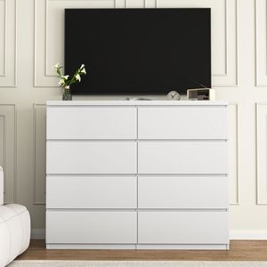 Commode de chambre moderne en bois à 8 tiroirs, armoire haute avec 8 tiroirs de rangement - Product Image 3