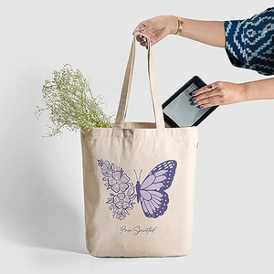 Bolsa de Mano Mediana Personalizada de Alta Calidad, 100% Algodón, con Cierre de Hombro, Asa Larga, Reutilizable, para Compras - Product Image 3