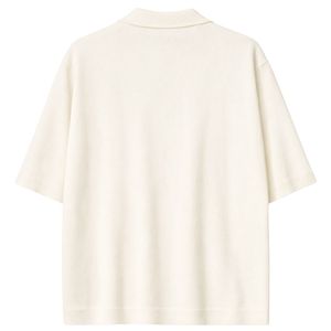 Chemise boutonnée côtelée pour homme, manches courtes, coupe décontractée, haut d'été beige, vente en gros OEM - Product Image 2