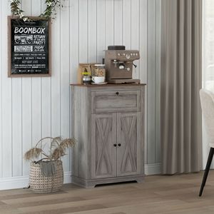 Gray 23.5\"x11.75\"x34.5\" Farmhouse <b>Sideboard</b> Storage Cabinet with Doors and Drawer for <b>Kitchen</b> and Living Room - Product Image 2
