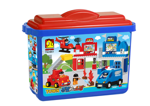 Ensemble de gros blocs de construction OXFORD TODDLER Police et caserne de pompiers TN2851, à partir de 38 mois, fabriqué en Corée, avec figurines - Product Image 1