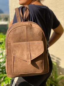 Mochila de cuero personalizada Crunch, bolsos informales hechos a mano, bolso universitario, mochila de cuero de vaca para ordenador portátil de alta calidad - Product Image 5