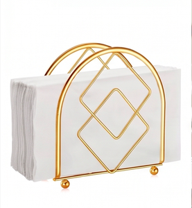 Finest Quality Gold Finished Metal Napkin Holder And Stand Elegant Indoor Home <b>Dining</b> <b>Table</b> Organizer For Paper Napkin Storage - Product Image 1
