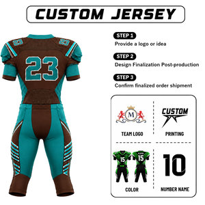 Maillot de football américain personnalisé pour homme adulte, impression par sublimation, polyester respirant, col en V, manches courtes, uniforme d'équipe ajusté - Product Image 2