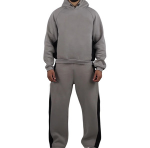 Survêtement Homme Léger en Polyester 100% GSM, Coupe Oversize, 2-en-1 avec Cordon de Serrage et Capuche, Motif Patchwork Uni, Style Urbain - Product Image 1