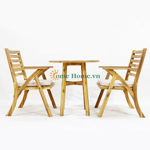 ชุดเก้าอี้บิสโทรไม้กระถินณรงค์ Comehome พร้อมเบาะนุ่มสีขาว - Product Image 4