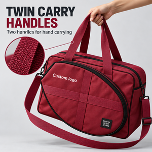 Sac de sport personnalisé pour raquette de squash avec poche avant incurvée à fermeture éclair, bandoulière amovible et poignées, sangle réglable - Product Image 3