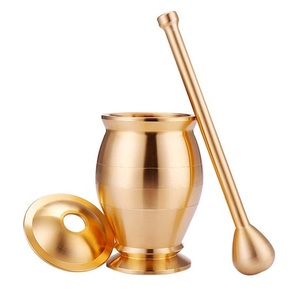 Mortero y pilón de latón de alta calidad con acabado pulido para moler café y especias manualmente, utensilios de cocina, metal, Imam Dasta - Product Image 1