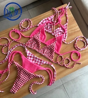 MLY OEM Service Bulk Custom Luxe Pailletten Driehoek Bikini Hoge Taille 2-delig Set Paisley Print Voorkant Logo Dames Zwemkleding
