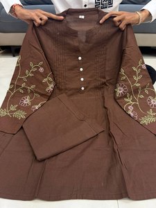 ชุดเสื้อผ้าฝ้ายผสมไหมพรีเมียมสำหรับผู้หญิง พร้อมลายปัก แบบกลับด้านได้ แห้งเร็ว สไตล์ปาร์ตี้ - Product Image 5