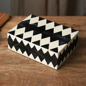 Resin Black White Decorative <b>Trinket</b> <b>Box</b> Rectangle Jewelry Organizer Storage Case for Home Office Thanksgiving - Product Image 4