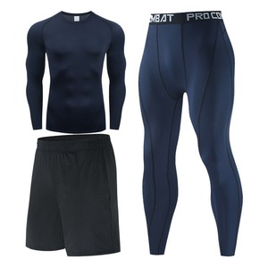 Ensemble de 2 pièces de vêtements de sport unisexes à compression, manches longues, respirant, extensible, imperméable, pour adultes - Product Image 2