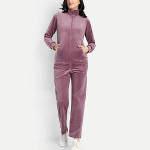 Premium Velvet 2 Piece <b>Zip</b> Hoodie <b>Trouser</b> Jogging Set Breathable Polyester Cotton Slim Fit Winter Hooded Tracksuit Custom Logo - Product Image 1