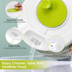 Centrifuga per Insalata a Manovella con Coperchio Asciugante per Frutta e Verdura, Ideale per Uso Domestico in Cucina - Product Image 3
