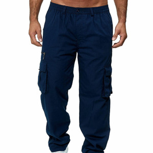 Pantalon cargo gris pour homme, taille élastique, fermeture à cordon, plusieurs poches, style décontracté, léger, respirant, polyester - Product Image 2