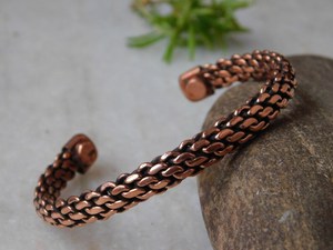 Braided Copper <b>Bangle</b> <b>Bracelet</b>: Handmade Open Cuff Jewelry - Product Image 2