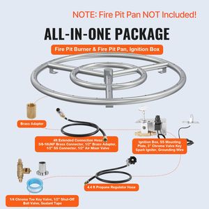 Anello Bruciatore per Braciere Rotondo in Acciaio Inossidabile da 18 Pollici per Gas Naturale e Propano, Potenza Termica 150.000 BTU - Product Image 2