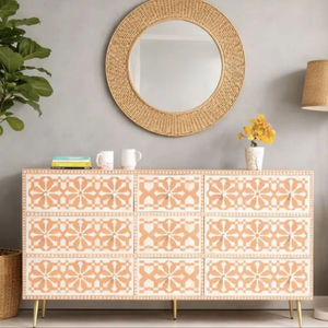 Cajón con Incrustaciones de Hueso de ILAHI, Diseño Moderno con Detalles de Ágata, Mueble Portátil para el Hogar - Product Image 1