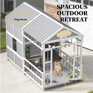 Casa de Madera para Perros para Exteriores, Muebles Cómodos para Mascotas - Product Image 2