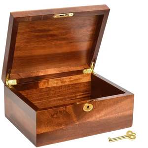 Light Wooden <b>Storage</b> <b>Boxes</b> with Cut Out Handles <b>Stackable</b> Nesting Design Rustic Organizer Elegant Home Office Keepsake Contain - Product Image 1