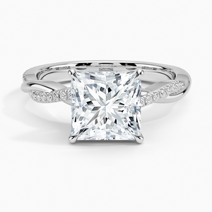 Bague de fiançailles en moissanite taille princesse 2 carats avec bande torsadée, bague solitaire de mariée - Product Image 3
