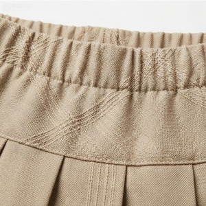 Women Pleated Mini <b>Skirt</b> <b>Elastic</b> <b>Waist</b> Solid Color High <b>Waist</b> Comfortable All Seasons Woven Polyester <b>Skirt</b> - Product Image 4