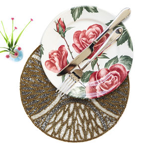 Luxury Modern Round Placemat Glass Beaded <b>Table</b> <b>Mat</b> for Dining Kitchen Restaurant and Hotel Decoration Cloth Material Pad - Product Image 2