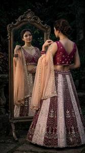 Conjunto de Lehenga Choli de red bordada Divyam Creation, estilo tradicional de boda hasta el suelo, para mujer, estilo India Pakistán, con Spandex - Product Image 3