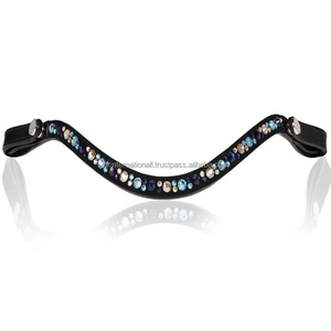 Bande de front de cheval équestre en cuir léger de qualité supérieure avec strass multicolores hotfix bling bandeau de front - Product Image 4