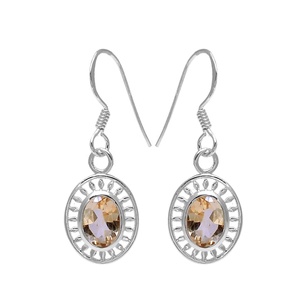 Exclusive Collection Citrine Gemstone Solide 925 Sterling Silver Nouveau Modèle Boucles d'Oreilles Mariage Vente en Gros Fabricants et Fournisseurs - Product Image 1