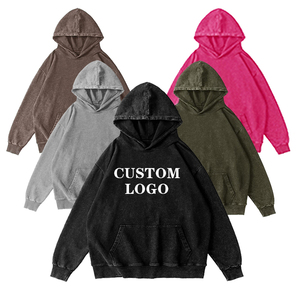 Meilleure Vente Fabricant Sweat à Capuche Oversize Streetwear Vintage Unisexe en Coton 100% de Haute Qualité avec Logo Personnalisé et Effet Délavé à l'Acide - Product Image 1