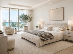 Lit plateforme italien rembourré de luxe moderne |   Cadre de lit en tissu design taille king size |   Meubles de chambre contemporains - Product Image 6