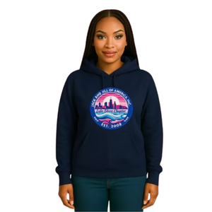 Sweat à capuche graphique bleu marine pour femme, pull décontracté à manches longues, streetwear quotidien, vêtement confortable pour un style de vie actif - Product Image 1