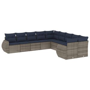 Juego de sofás de jardín de poliratán gris de 10 piezas con cojines - Product Image 2